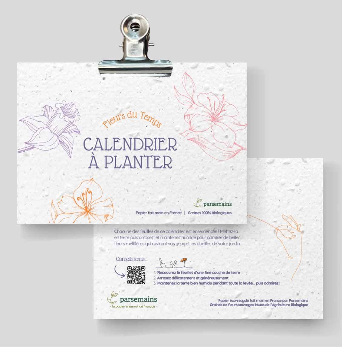 Calendrier à planter - Fleurs du temps - recto-verso