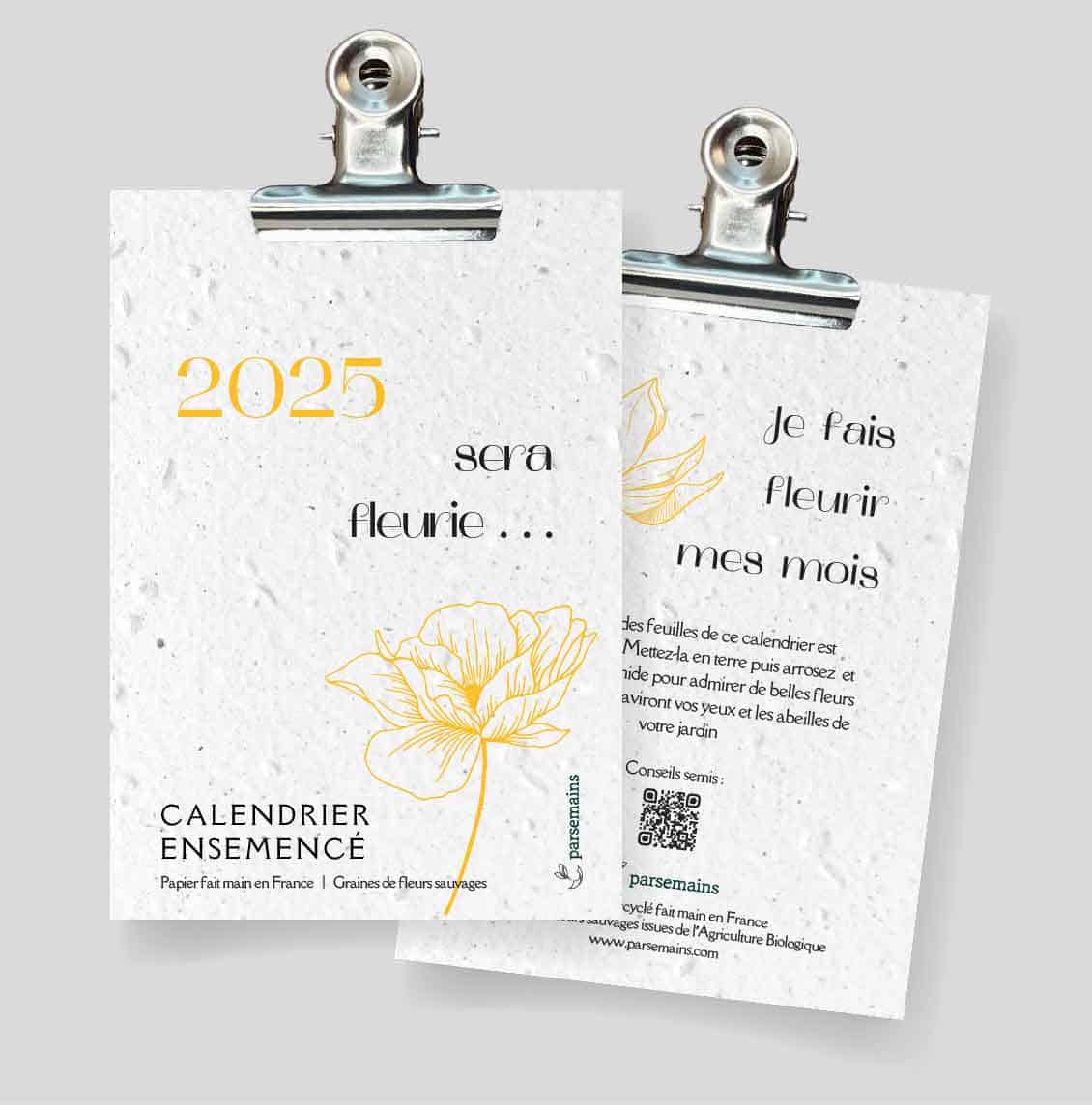 Calendrier ensemencé - Minimaliste - recto-verso