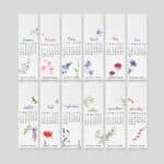 Calendario con marcapáginas florales - 12 meses