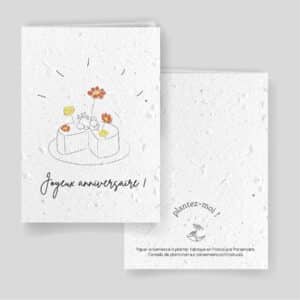 Carte à planter - Joyeux anniversaire - "Tarte à fleurs"