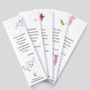 Marque-pages ensemencés - Fleurs d'inspirations - Assortiment de 5 marque-pages à planter