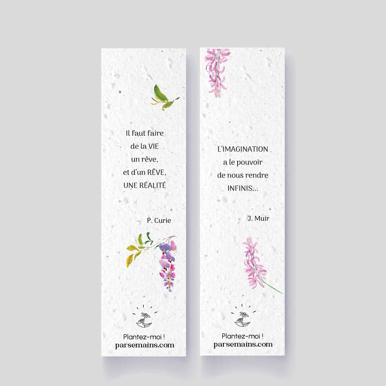 Marque-pages ensemencés - Fleurs d'inspirations - Assortiment de 5  marque-pages à planter - Parsemains