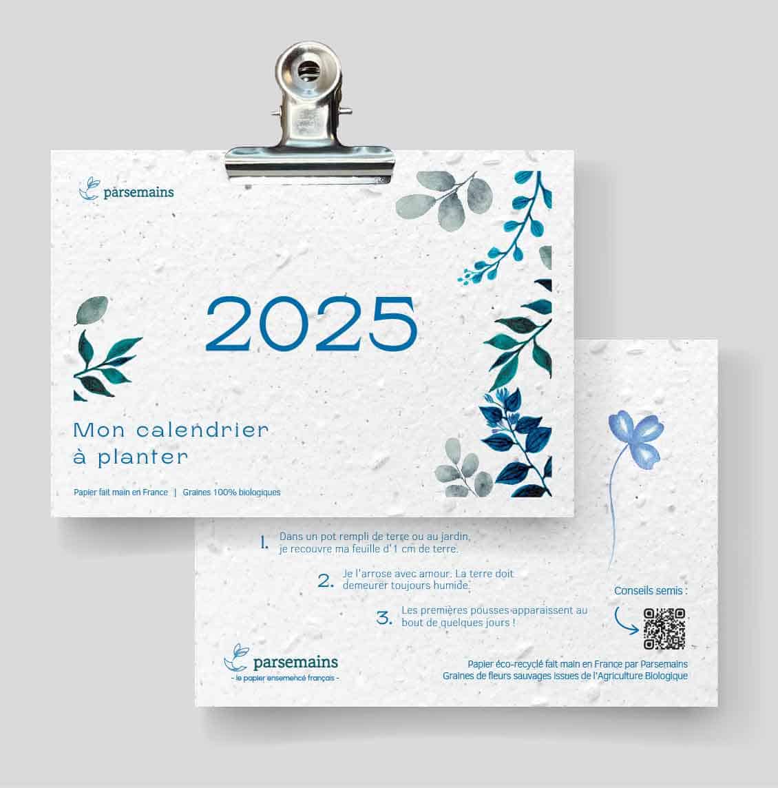 Calendrier à planter - Fleurs bleues - dos
