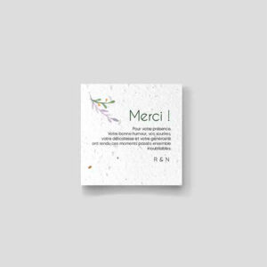 Carte remerciement ensemencée mariage