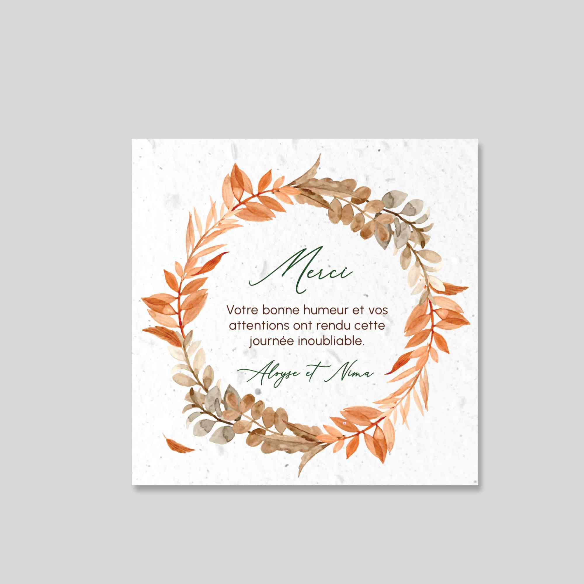 Carte de remerciement ensemencée mariage- Automne