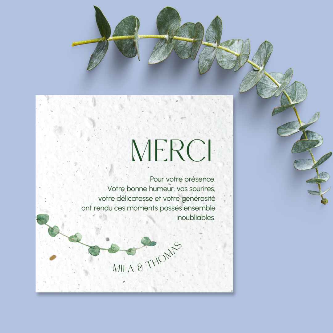 Carte remerciement mariage ensemencée – Divine Idylle - situation