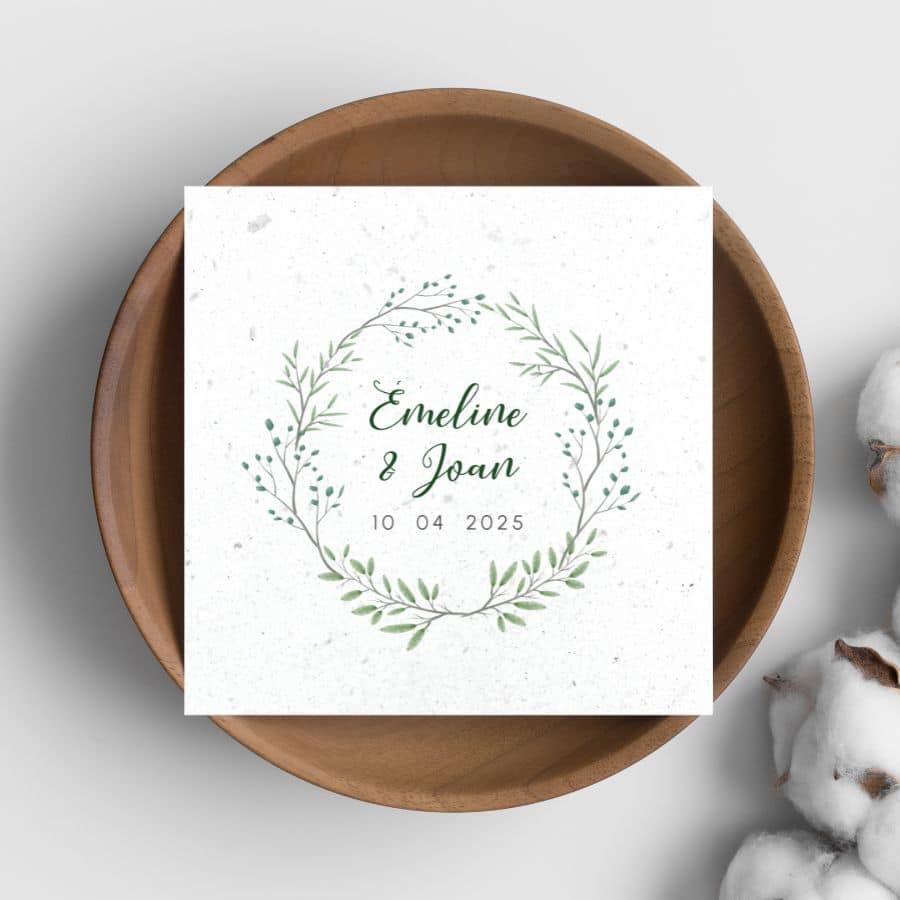 Faire-part de mariage ensemencé Douceur Nature - situation