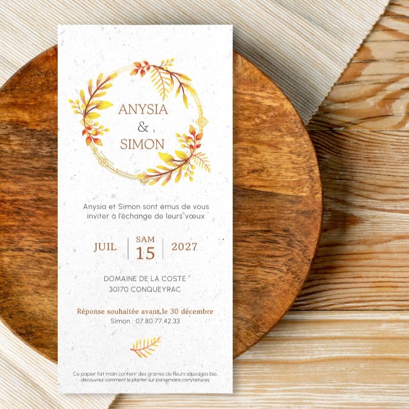 Invitaciones de boda con semillas - Verano - situación