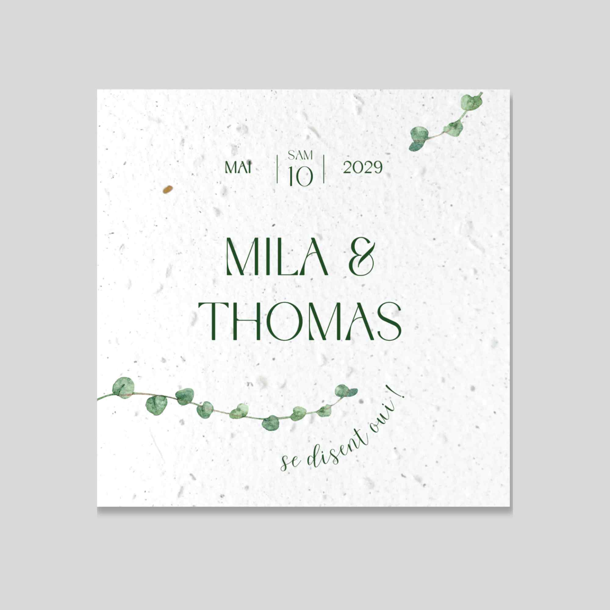 Faire part mariage ensemence Divine Idylle recto 1