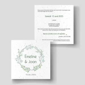 Faire-part de mariage ensemencé - Douceur Nature