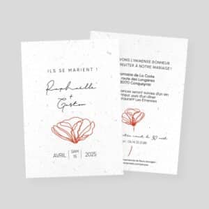 Faire-part mariage ensemencé - "Histoire de Coquelicot" - recto-verso