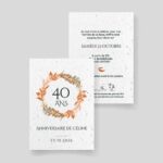 Invitación de cumpleaños con semillas - Corona otoñal por ambas caras