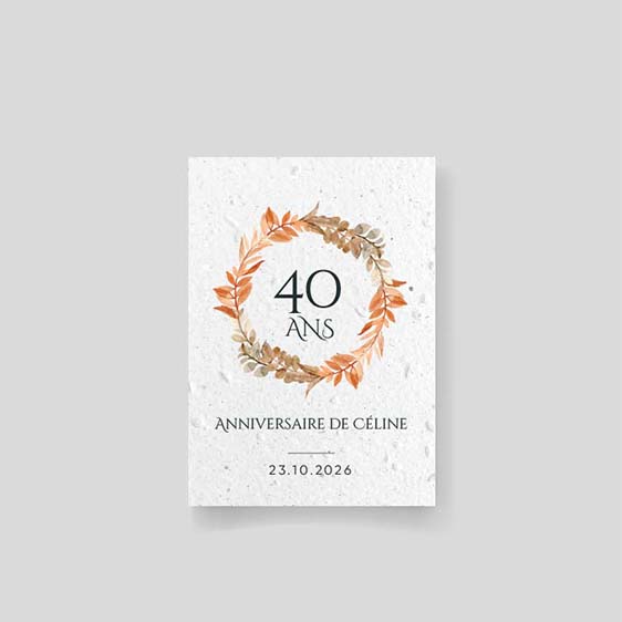 Seeded birthday invitation - Autumn wreath recto