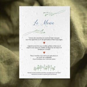 Menu mariage à planter - Touche moderne situation