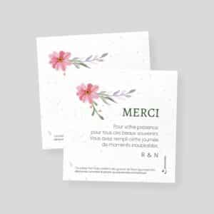 Carte remerciement mariage à planter - Printemps