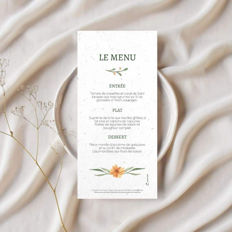 Menu mariage à planter - Printemps - Présentation