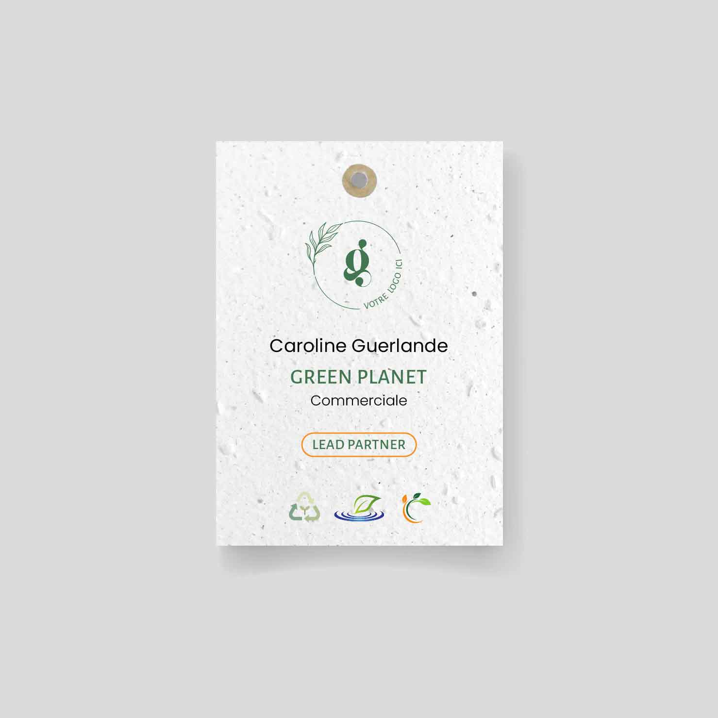 Ecological badge seeded corporate event recto