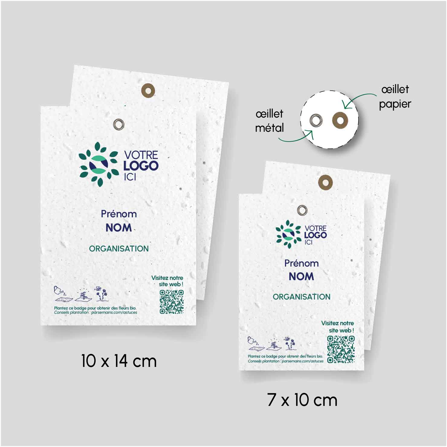 Badges écologiques ensemencés - dimensions