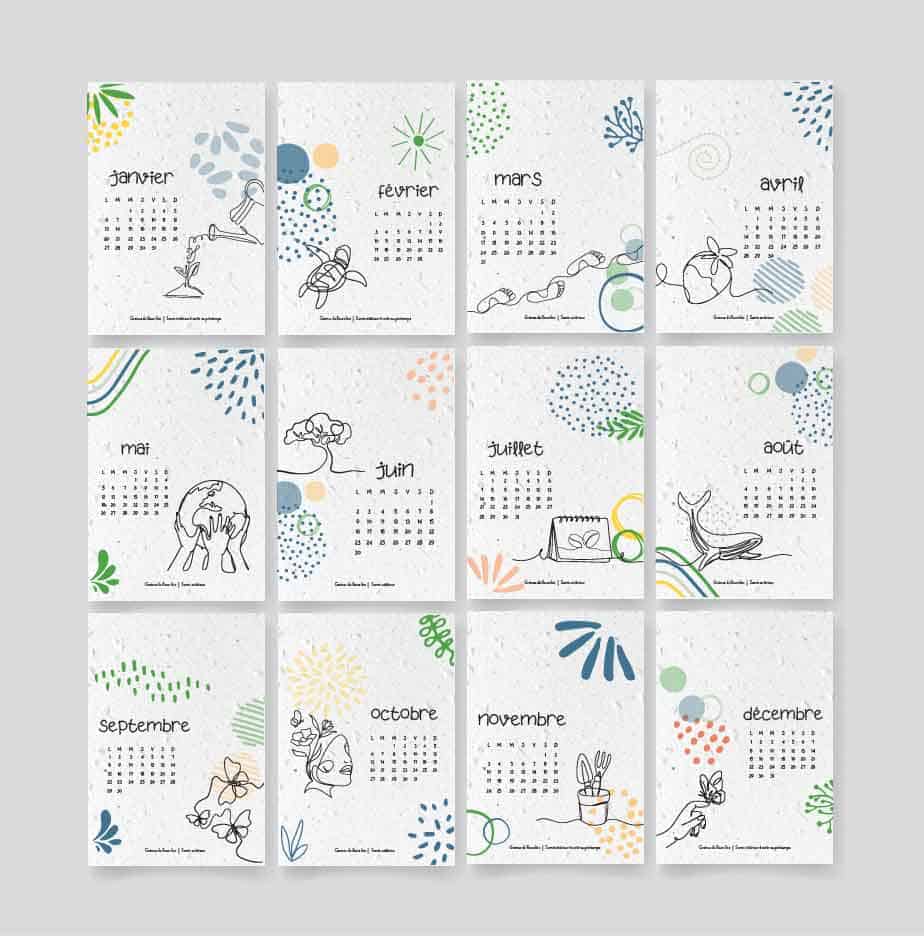 Calendriers ensemencés cadeaux d'entreprise - 12 mois