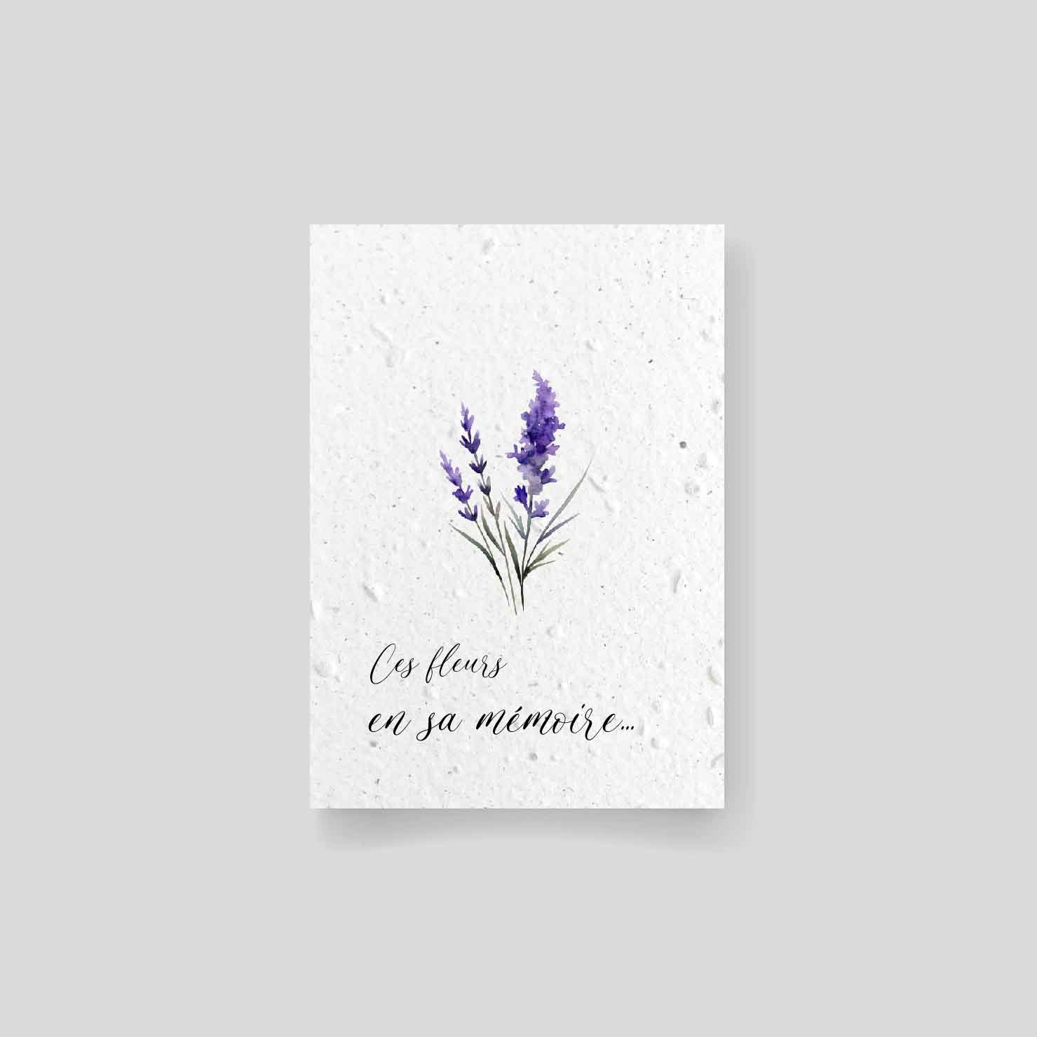 Tarjeta de plantaciÃ³n - Tarjeta de luto brezo - "Estas flores en su memoria" anverso