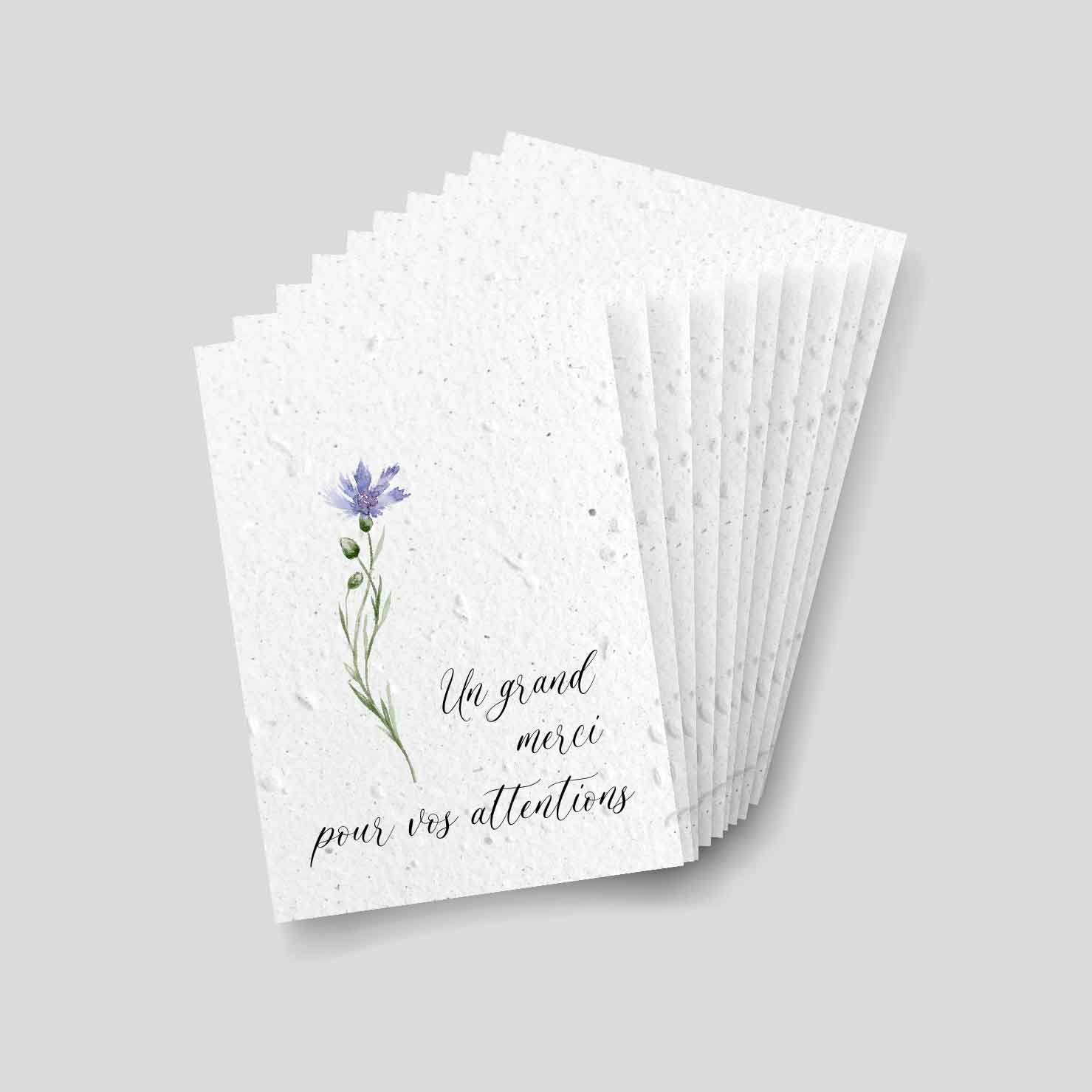 Carte à planter - Remerciement de condoléances - Fleur de gratitude - lot  de 10 cartes - Parsemains
