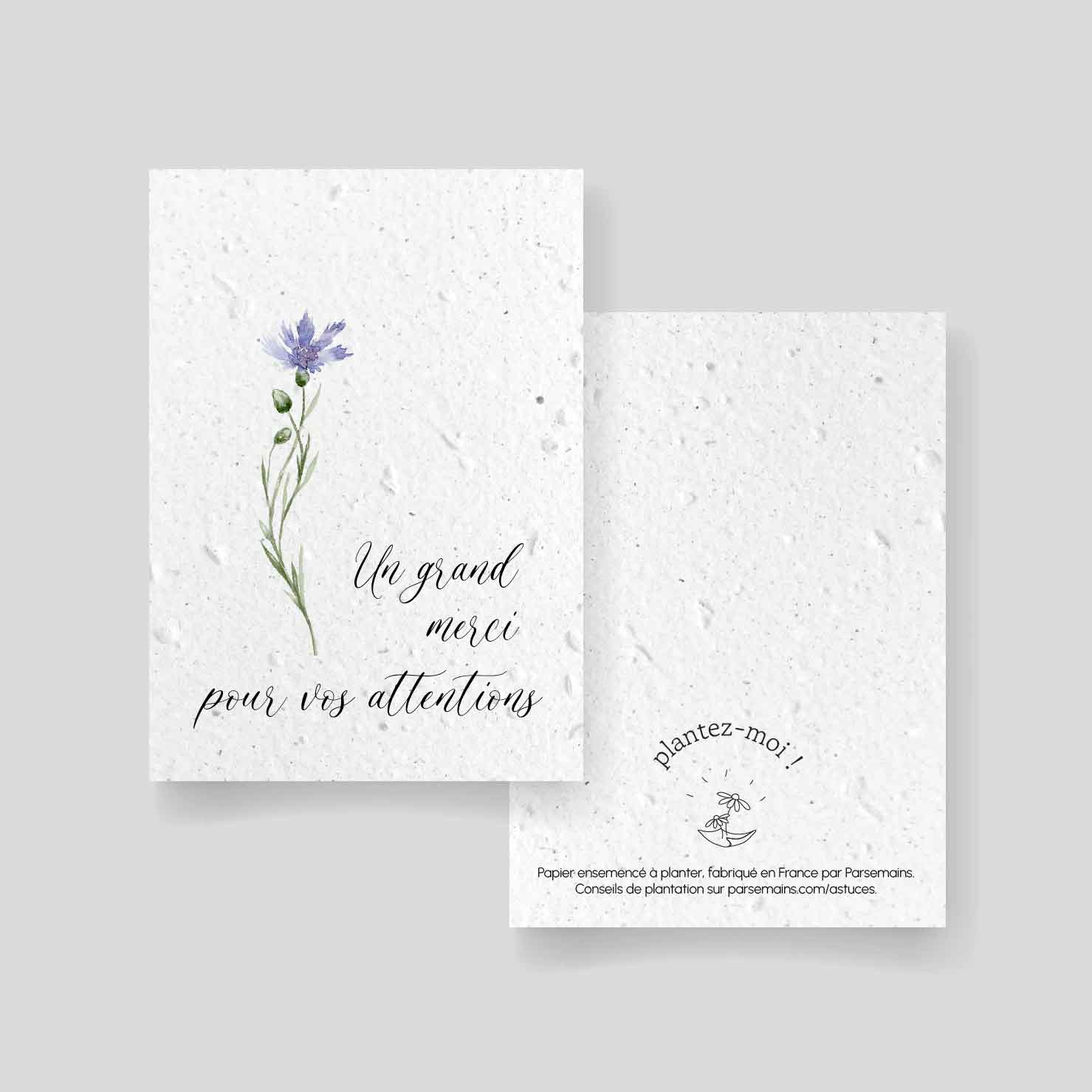 Carte à planter - Remerciement de condoléances - Fleur de gratitude - lot  de 10 cartes - Parsemains