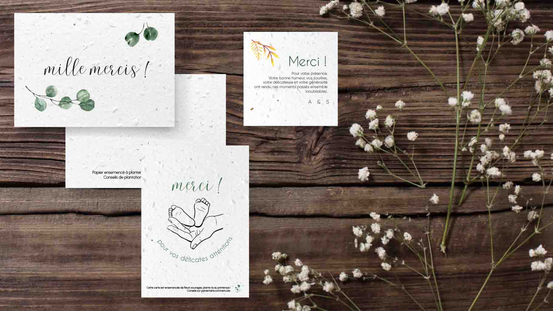 tarjeta de agradecimiento con semillas