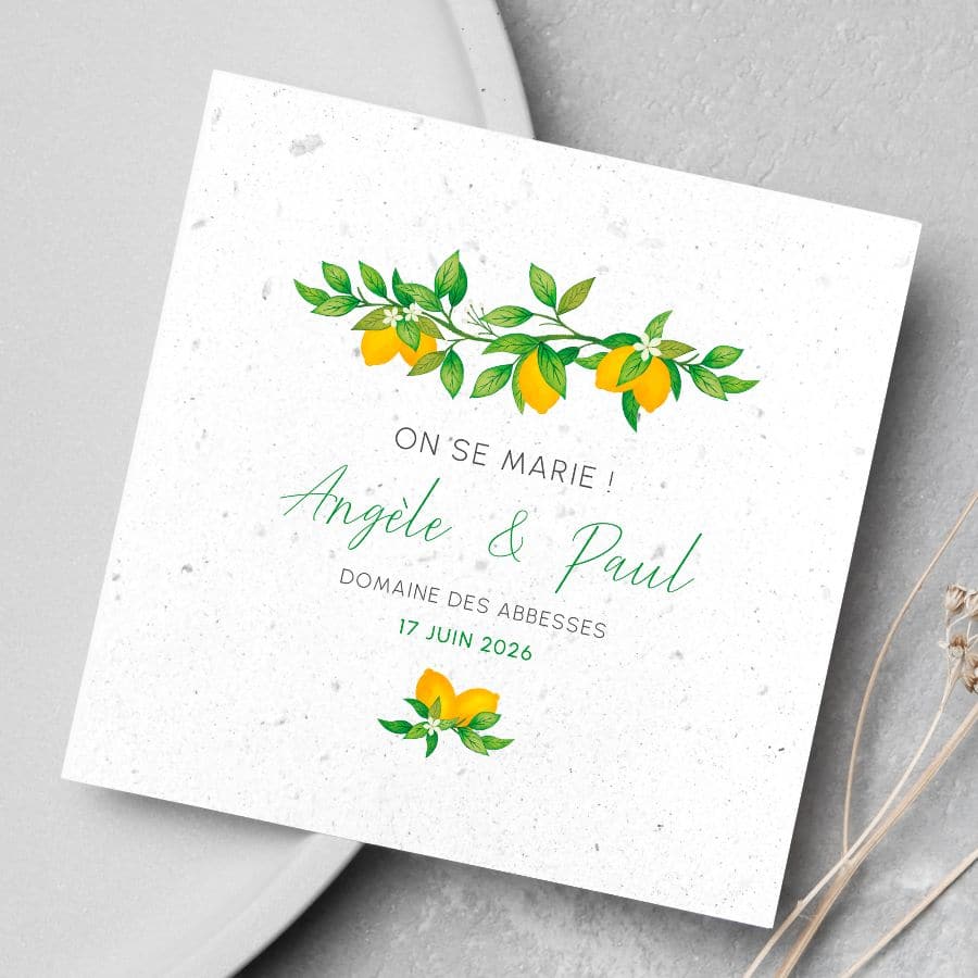 Wedding announcement card Passion Citron situation