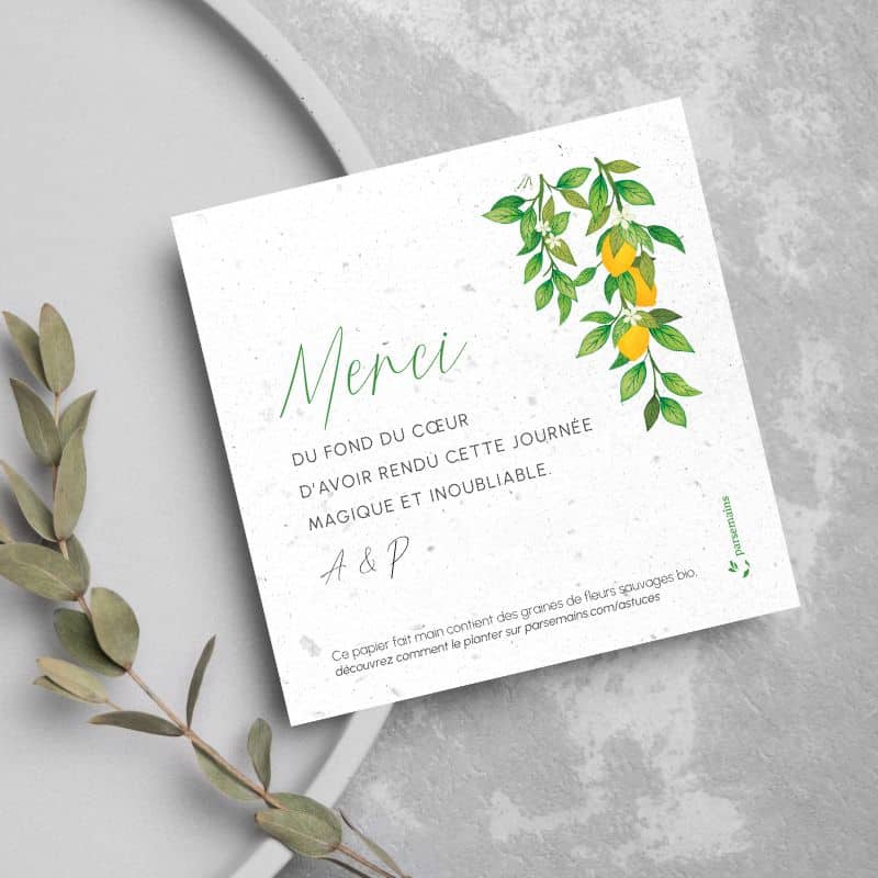 Seeded wedding stationery - Lemon - Thank you card situation