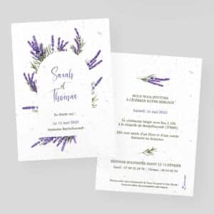 Faire-part mariage à semer - Lavande bohème - recto-verso