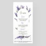 Menu mariage à semer - Lavande Bohème