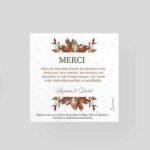 Carte de remerciement à semer mariage – Automne au Château recto