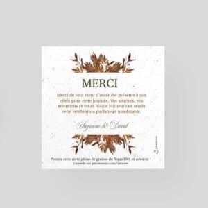 Carte de remerciement à semer mariage - Automne au Château