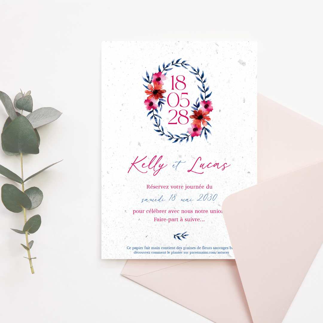 Faire-part mariage à semer biodégradable - Charme nocturne - situation