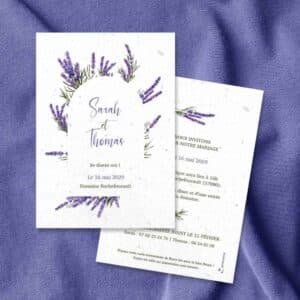 Ecological wedding announcement 7 Faire-part mariage à semer – Lavande bohème - situation