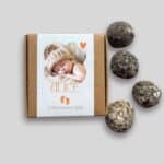 Mini-coffret bombes à fleurs faire-part Naissance personnalisable - Douce Empreinte
