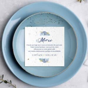 Carte de remerciement mariage carrée - Feuillage de Givre - situation