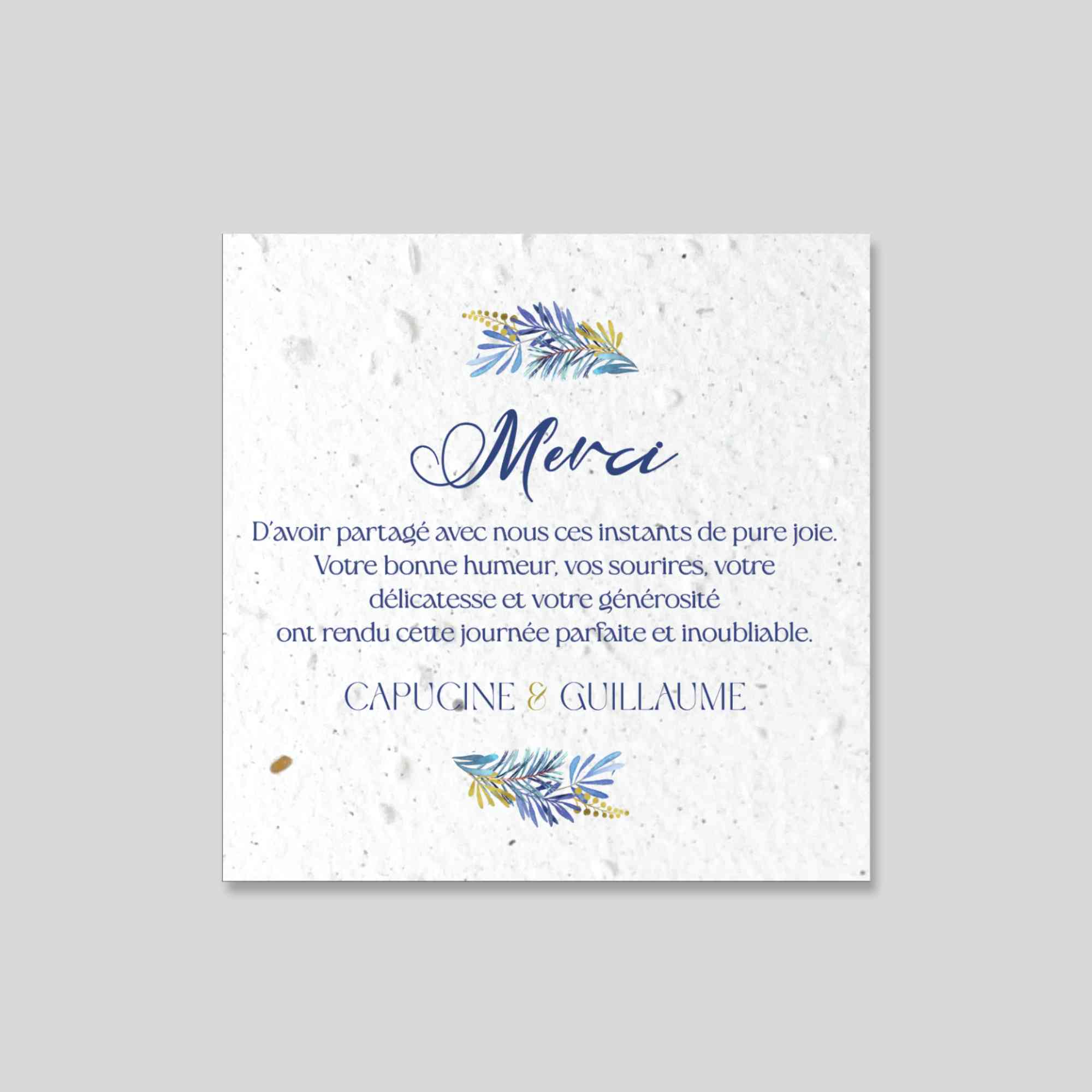 Carte de remerciement mariage carrée - Feuillage de Givre