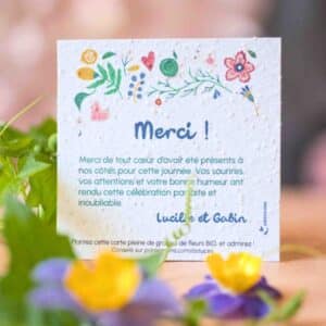 Carte remerciement ensemencée mariage