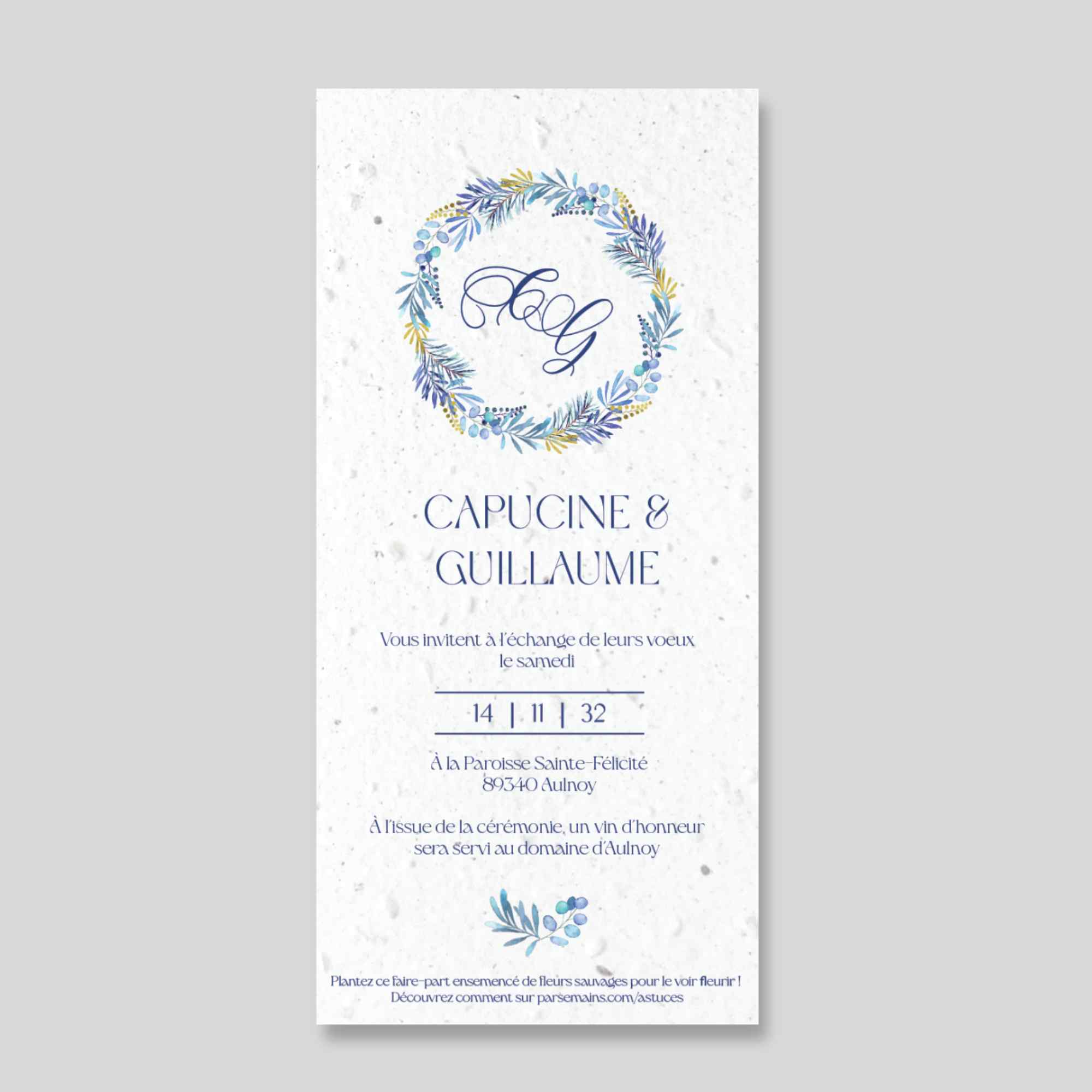 Faire-part de mariage ensemencé - Feuillage de givre