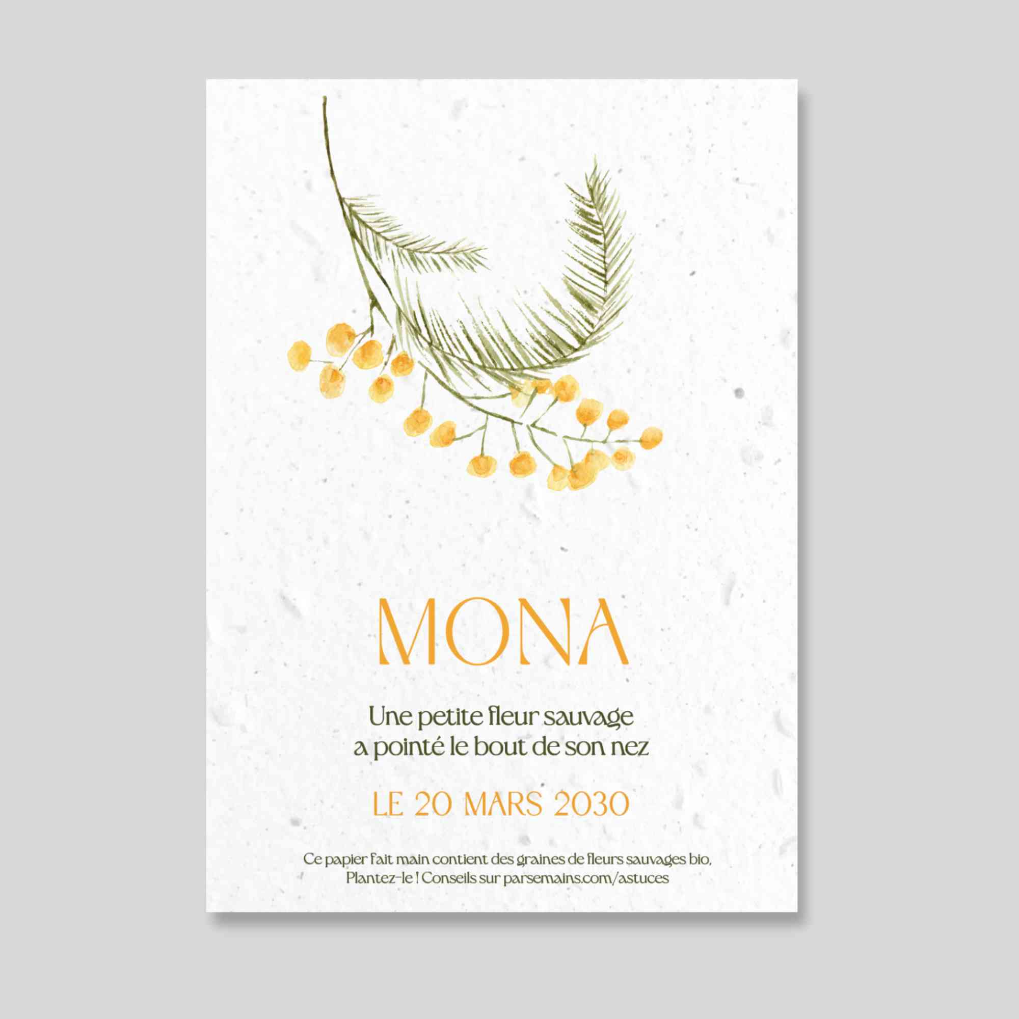 Faire-part de naissance ensemencé - Petite fleur sauvage