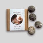 Mini-coffret bombes à fleurs faire-part Naissance personnalisable - Bienvenue