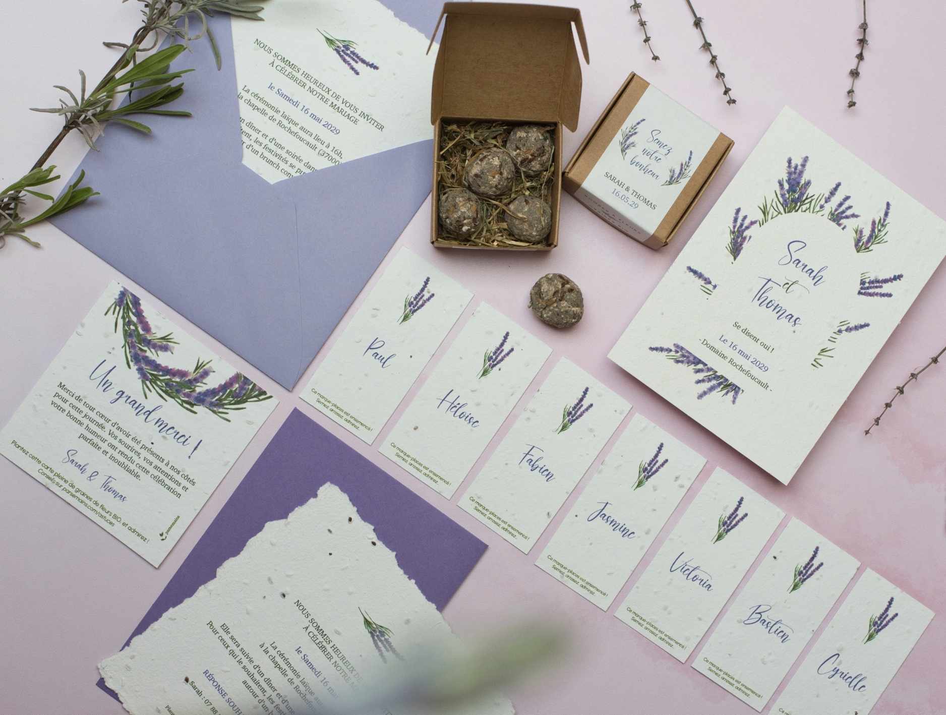 Papeterie de mariage ensemencée